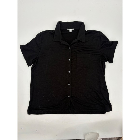 James Perse Tops - James Perse Los Angeles Black Linen Blend Button Front Shirt WPLJ3838 Size 4